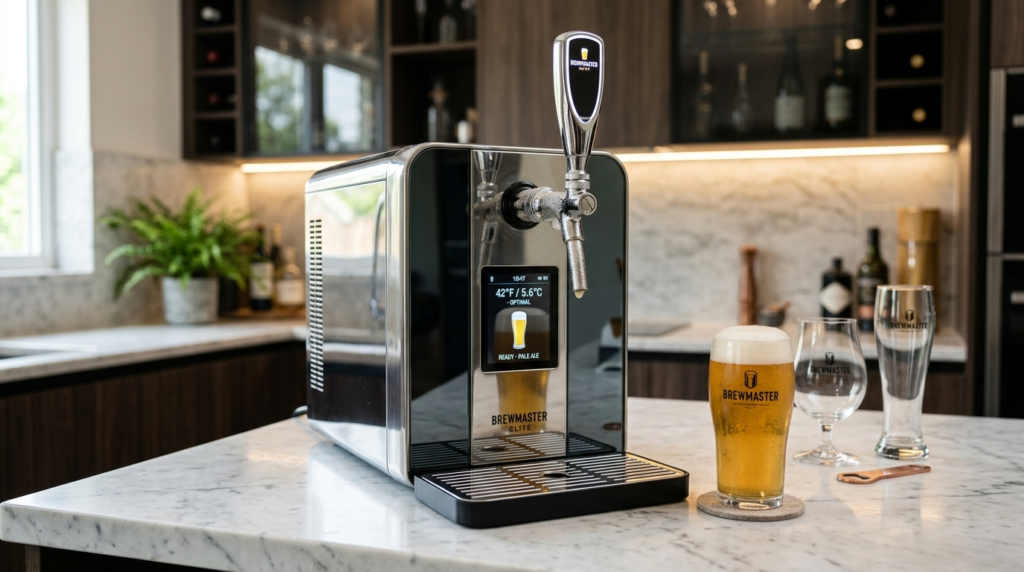 Close-up product photograph of a premium home draft beer sys