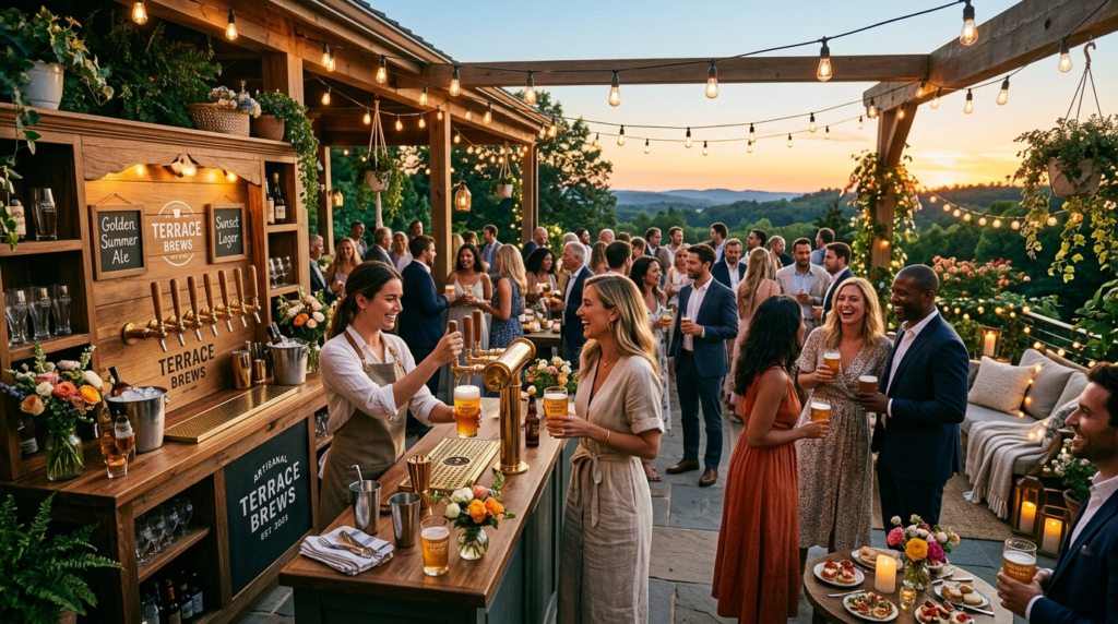 Wide-angle photograph of a thoughtfully styled outdoor summe