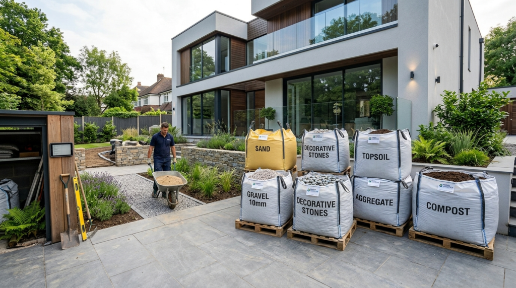 Modern smart home garden scene: residential terrace project